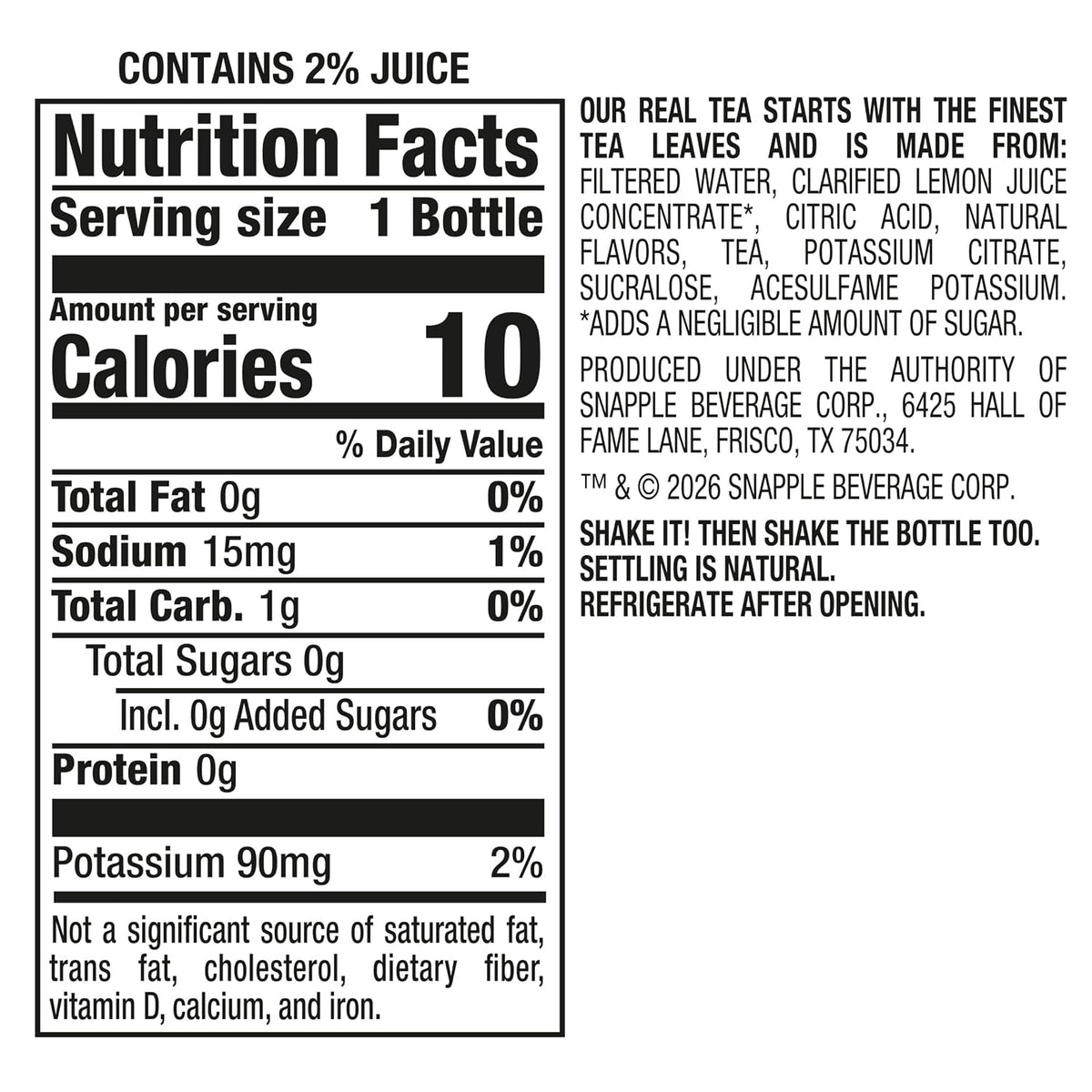 Snapple Lemon Iced Tea Zero Sugar
