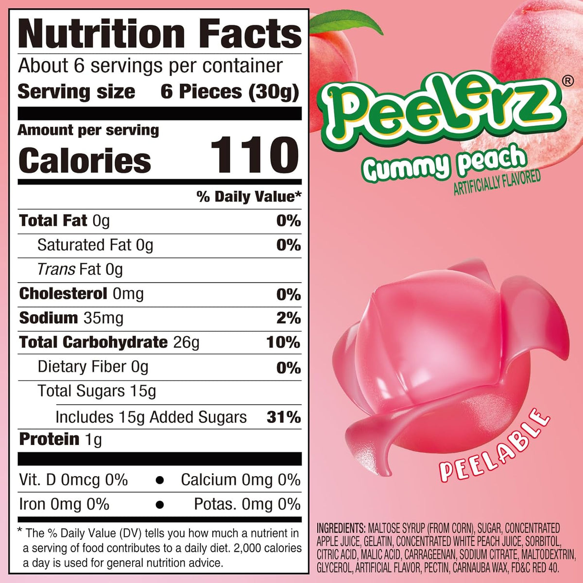 PEELERZ Peach Peelable Gummy Candy