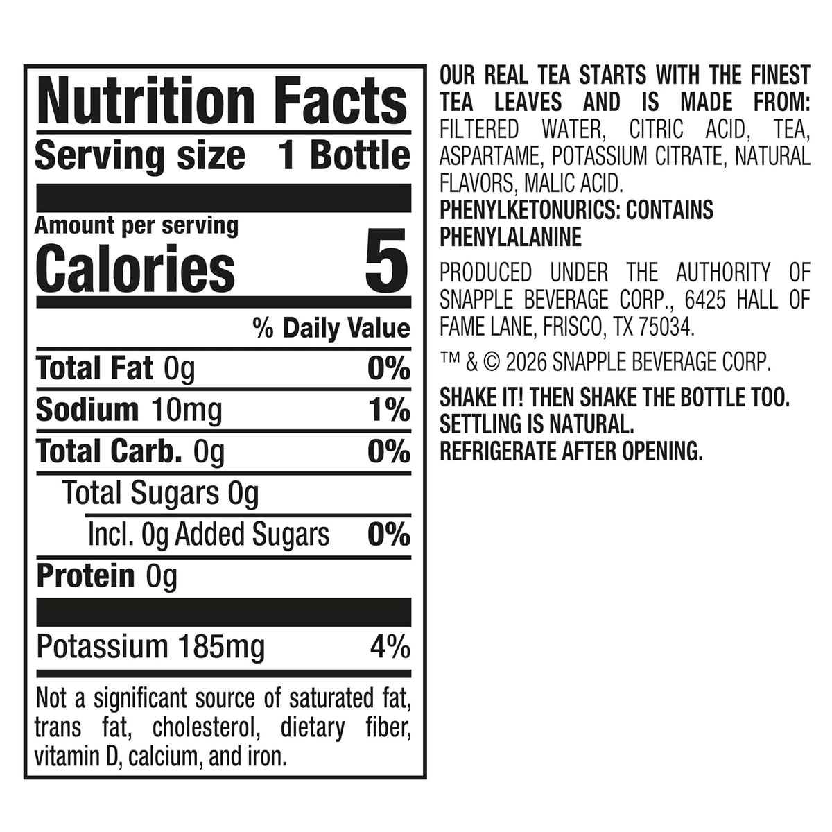 Snapple Peach Tea Zero Sugar Iced Tea