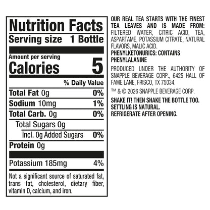 Snapple Peach Tea Zero Sugar Iced Tea